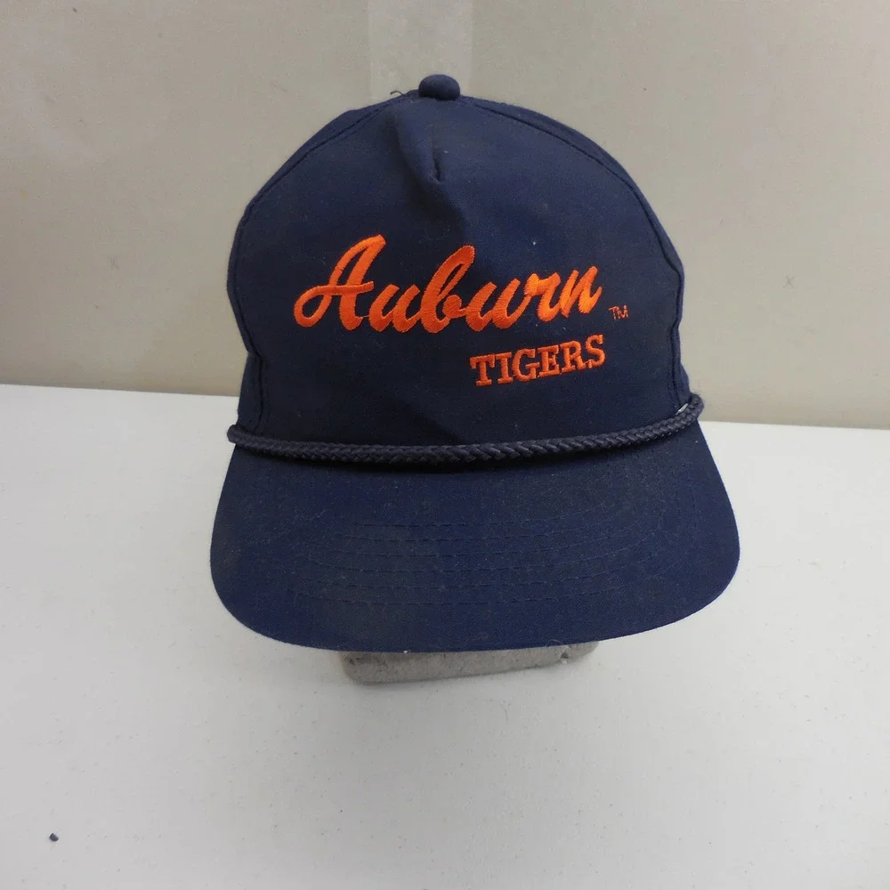 Vintage Auburn Tigers AJD Snapback Hat Navy Blue Orange Rope Trucker Cap‎ OSFA